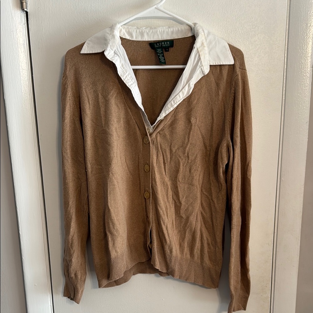 Ralph Lauren Brown Women's Faux Layered Cardigan